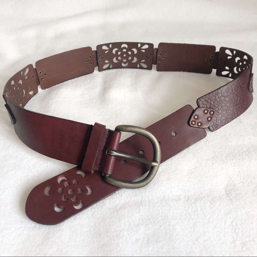 Women’s Brown Perforated Genuine Leather Belt